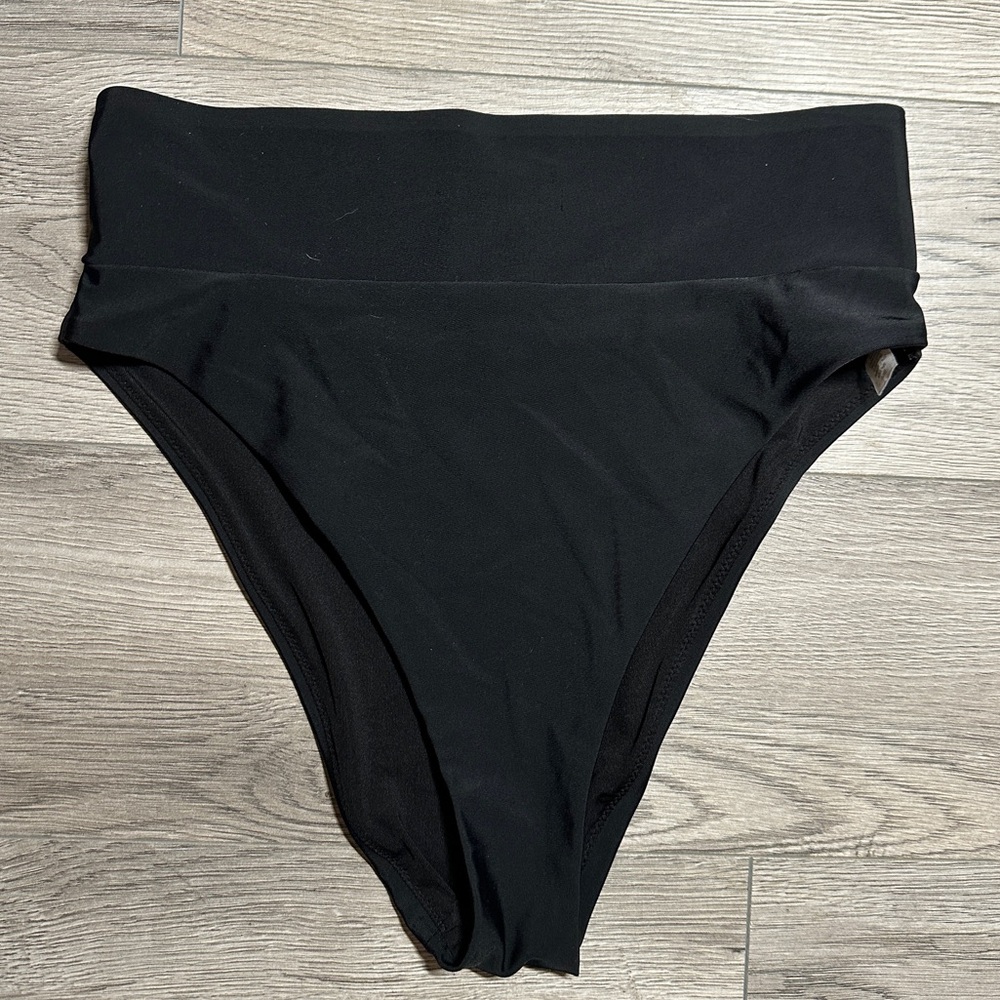 aerie black high rise cheeky bikini bottom size medium